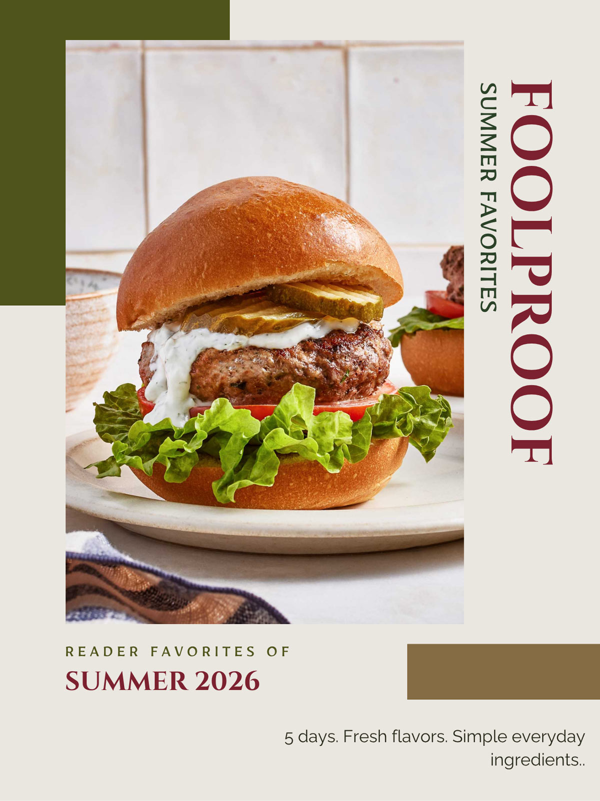 Summer meals promo page with a burger.